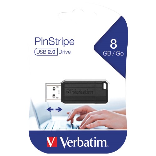 Memorija USB 8gb 2,0 pinstripe verbatim 49062 crna blister (19711)