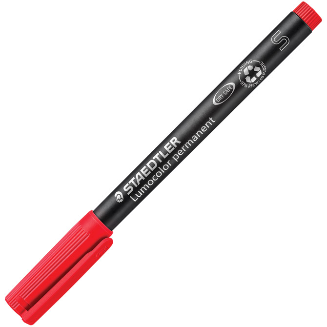 Marker permanentni 0,4mm reciklirani lumocolor staedtler 313-2 crveni (24128)