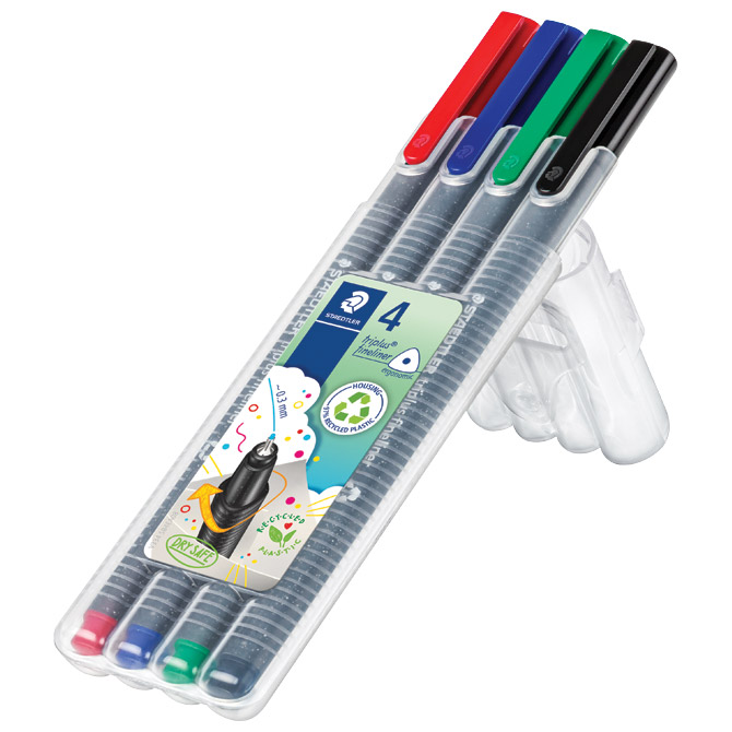 Flomaster fineliner 0,3mm pk4 triplus staedtler 334 sb4 (24193)