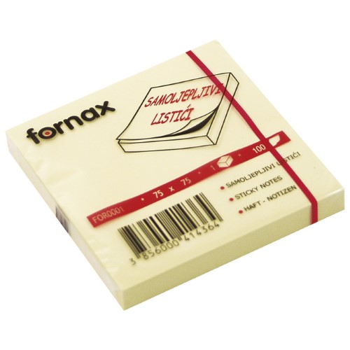 Blok samoljepljiv 75x75mm 100l fornax žuti (24754)
