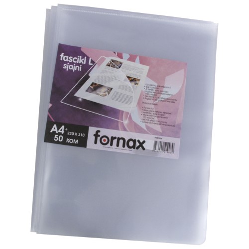 Fascikl "L" 100my pp A4 sjajni pk50 Fornax FOR1774 prozirni (24789)