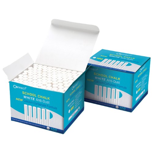 Kreda školska okrugla besprašna fi-12mm deblja pk100 connect bijela (25318)