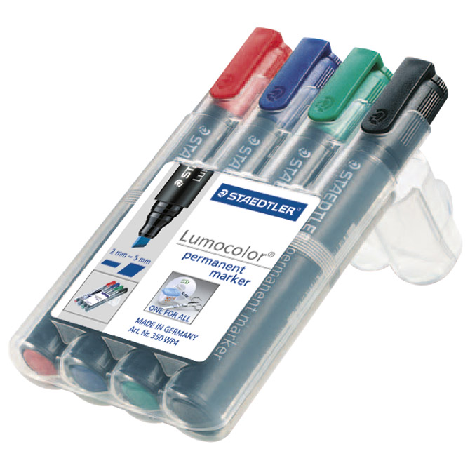 Marker permanentni 2-5mm pk4 lumocolor staedtler 350 wp4 sortirano blister (26829)