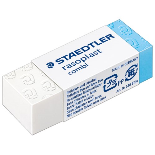 Gumica duo plastična staedtler 526 bt30 bijela/plava-komad (35051)