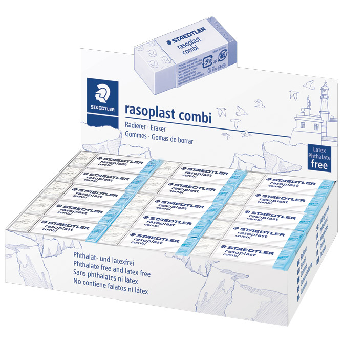 Gumica duo plastična staedtler 526 bt30 bijela/plava-komad (35051)