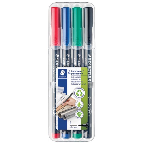 Marker permanentni 0,4mm pk4 reciklirani lumocolor staedtler 313 wp4 (35954)