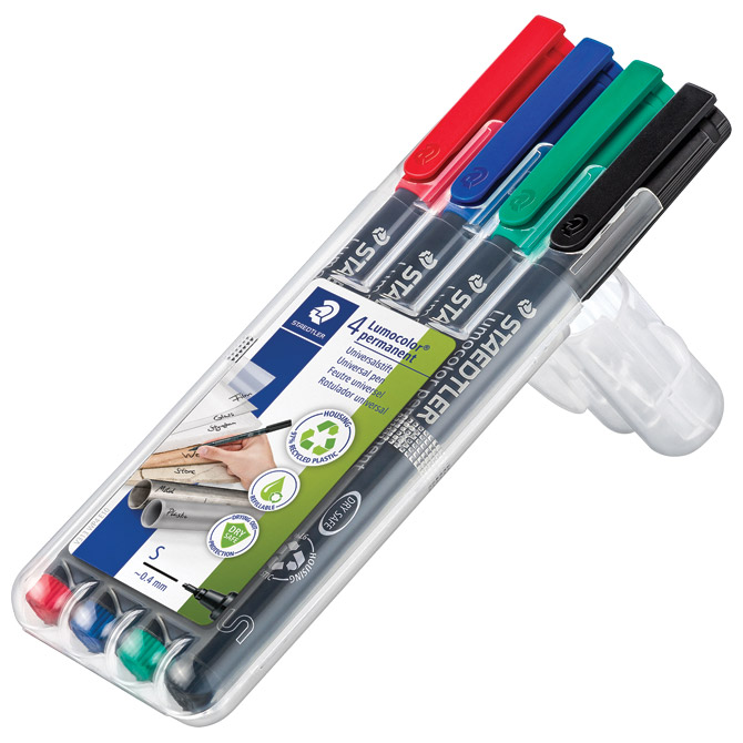 Marker permanentni 0,4mm pk4 reciklirani lumocolor staedtler 313 wp4 (35954)