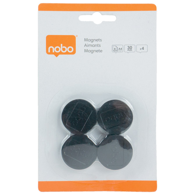 Magnet fi-30mm pk4 nobo 1901448 crni blister (36398)