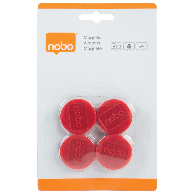 Magnet fi-30mm pk4 nobo 1901449 crveni blister (36399)
