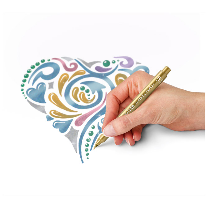 Marker nepermanentni 1-2mm pk5 metallic design journey staedtler 8323-s bk5 sort blister (36543)