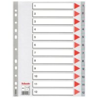 Pregrada plastična A4 brojevi 1-12 esselte 100106 siva (37938)