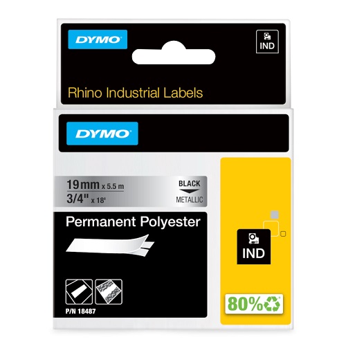 Vrpca rhinopro polyester 19mm x 5,5m pp dymo 18487 crno-metalik