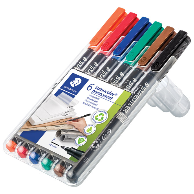 Marker permanentni 0,6mm pk6 reciklirani lumocolor staedtler 318 wp6 (39620)