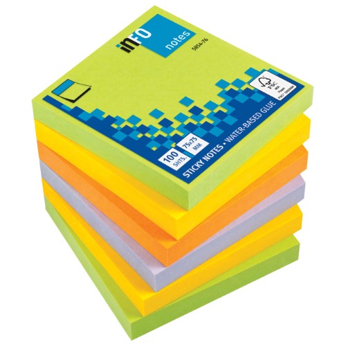 Blok samoljepljiv 75x75mm 100l spring global notes 5854-76 neon sortirano (41666)