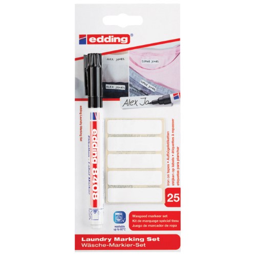 Set marker za rublje 0,75mm plus etikete edding 8408/1 crni blister (42030)