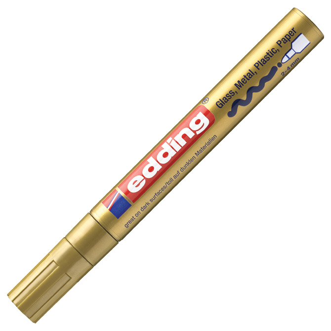 Marker permanentni sjajni lakirajući 2-4mm edding 750 zlatni (42489)