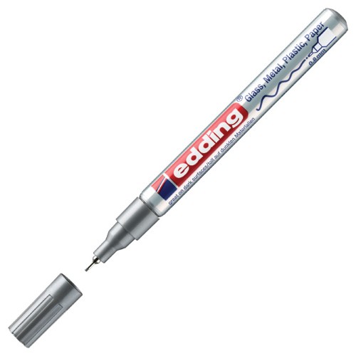 Marker permanentni sjajni lakirajući 0,8mm edding 780 srebrni (42492)