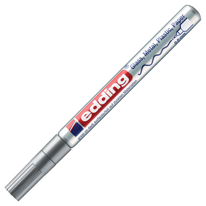 Marker permanentni sjajni lakirajući 0,8mm edding 780 srebrni (42492)