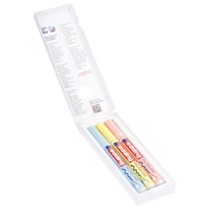 Marker permanentni sjajni lakirajući 1-2mm edding 751/3boje pastel blister (42562)