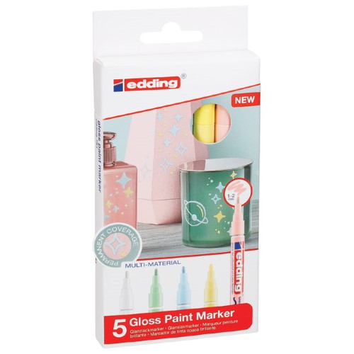 Marker permanentni sjajni lakirajući 1-2mm edding 751/5boja pastel blister (42563)