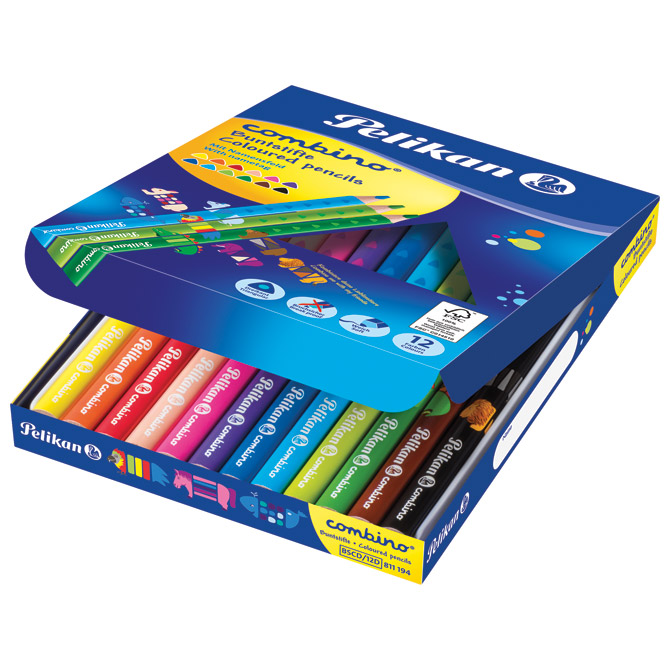 Boje drvene 12boja jumbo combino pelikan 811194 blister (42900)