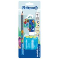 Olovka grafitna b combino plus gumica plus šiljilo dvostruko sa spremnikom pelikan 811217 blister (42