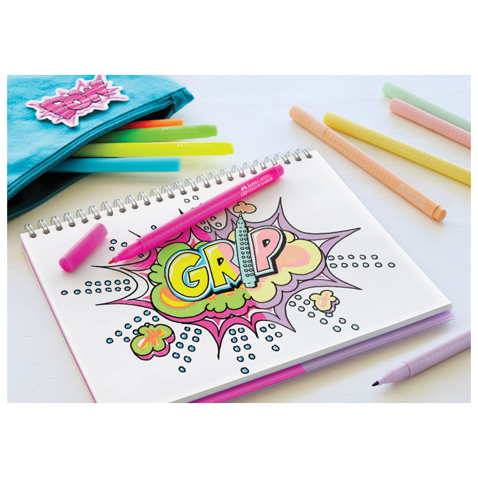 Flomaster školski 10boja grip neon plus pastel faber castell 155312 blister (43084)