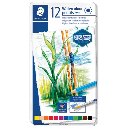 Boje drvene-vodene 12boja metalna kutija aquarell design journey staedtler 14610c m12 (43128)