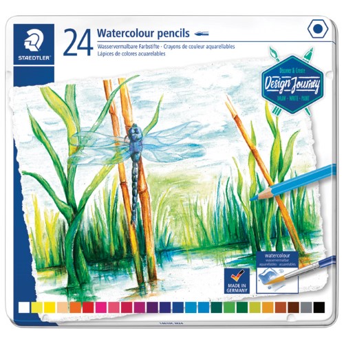 Boje drvene-vodene 24boje metalna kutija aquarell design journey staedtler 14610c m24 (43129)