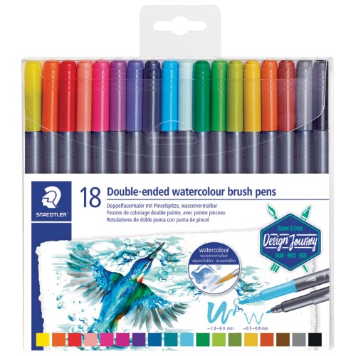 Flomaster 18boja obostrani akvarel design journey staedtler 3001 tb18 blister (43154)