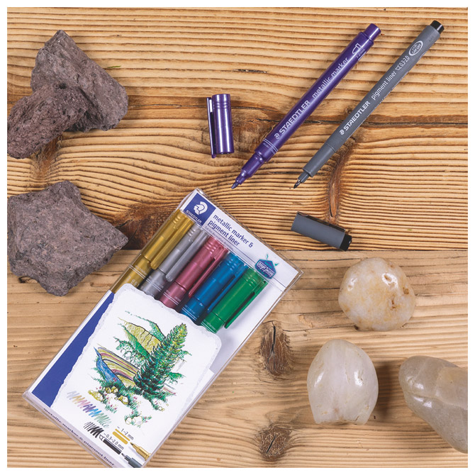 Marker nepermanentni 1-2mm pk6 metallic i pigment liner design journey staedtler 8323-swp6p b (43846)