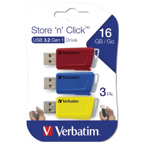 Memorija USB 3x16gb 3,0 store'n'click verbatim 49306 sortirano blister (43869)