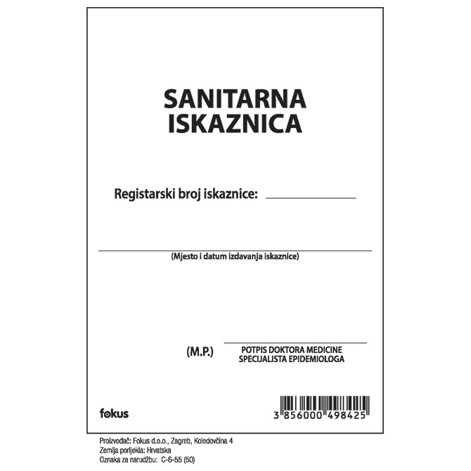 Obrazac c-6-55 sanitarna knjižica fokus (44872)