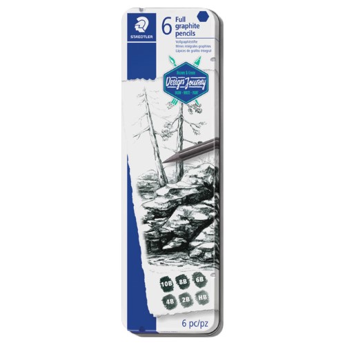 Set olovka čisti grafit pk6 mars lumograph design journey staedtler 100g m6 blister (44892)