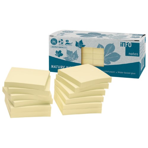 Blok samoljepljiv 75x75mm 12x100l nature global notes 5654-11box žuti (45464)