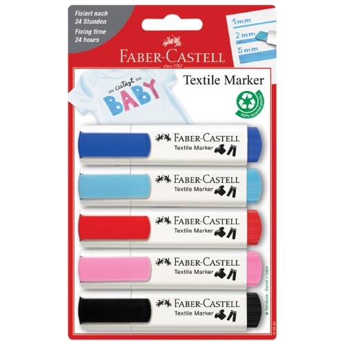 Marker za tekstil 1-5mm pk5 faber castell 159530 sortirano blister (45924)