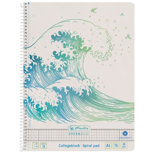 Blok kolegij A4 karo 70l greenline wave herlitz 50033478 (46849)