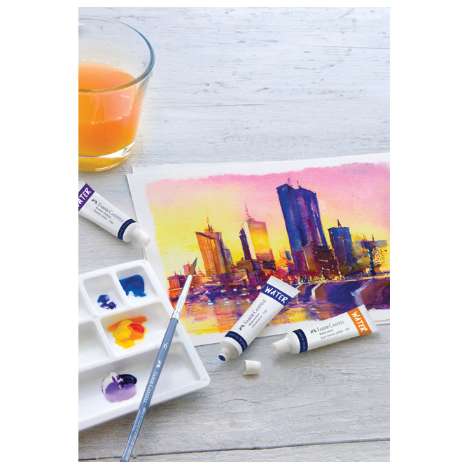Boja vodena u tubi 9mlx12boja plus paleta creative studio faber castell 169612 blister (47037)
