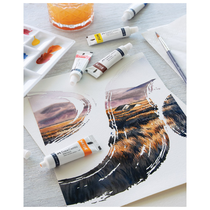 Boja vodena u tubi 9mlx12boja plus paleta creative studio faber castell 169612 blister (47037)