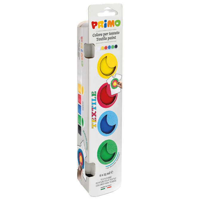 Boja tempera za tekstil 25ml u čaši 6 boja primo 4101tx6e blister (47210)