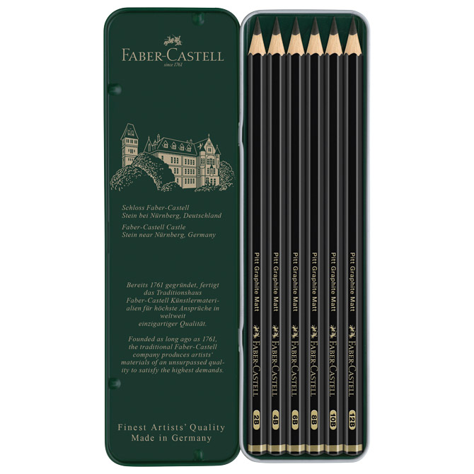 Olovka grafitna pk6 u metalnoj kutiji pitt graphite matt faber castell 115207 (47722)