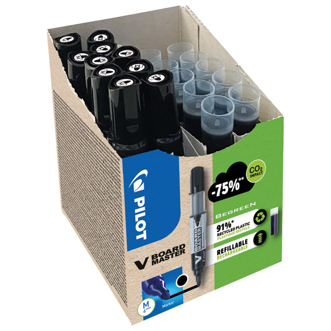 Set marker za bijelu ploču 2,3mm v board master begreen pk10 pilot plus refili (5 plus 5 gratis) crni