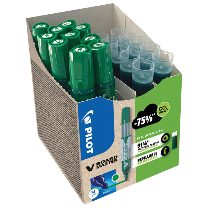 Set marker za bijelu ploču 2,3mm v board master begreen pk10 pilot plus refili (5 plus 5 gratis) zele
