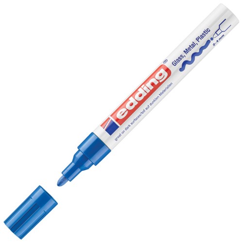 Marker permanentni sjajni lakirajući 2-4mm edding 750 plavi (48707)