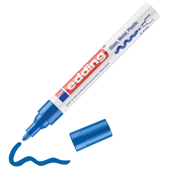 Marker permanentni sjajni lakirajući 2-4mm edding 750 plavi (48707)