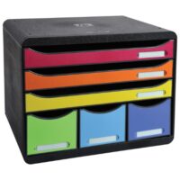 Kutija s 6 ladica (3 A4 plus 3 a6) iderama exacompta 306798d crna/sortirano (48840)