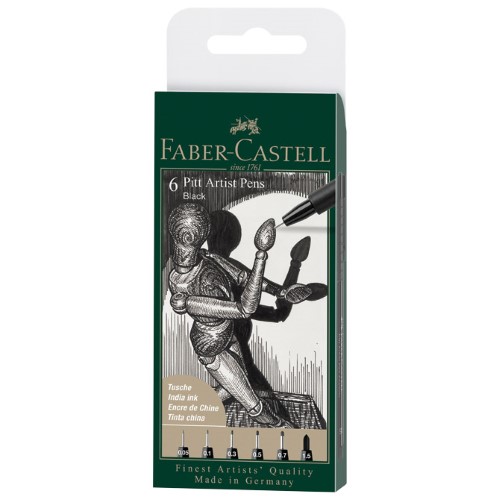 Set pitt artist pk6 black faber castell 167154 blister (48910)