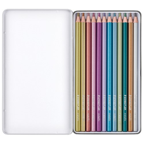 Boje drvene 12boja metalna kutija metallic design journey staedtler 146m m12 blister (49135)