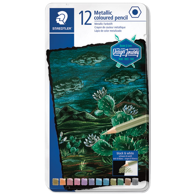 Boje drvene 12boja metalna kutija metallic design journey staedtler 146m m12 blister (49135)