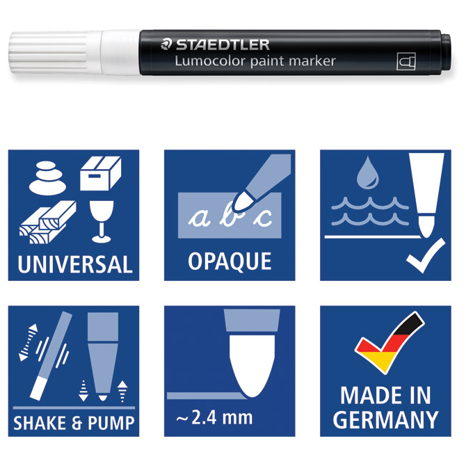 Marker akrilni 2,4mm lumocolor staedtler 349-0 bijeli (49150)